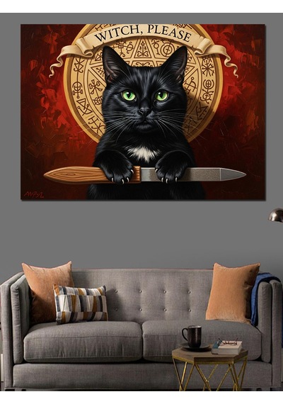 Ahşap Tablo Kara Kedi Ve Büyü