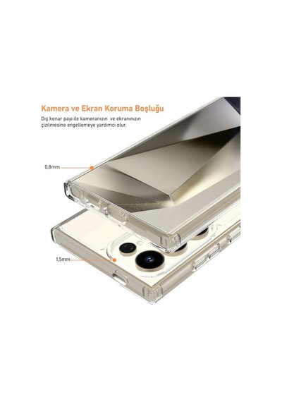 Ayrex Galaxy S24 Ultra İle Uyumlu 6.8 İnç Air Hybrid Darbe Emici Tpu + Pc Şeffaf Kılıf Diğer