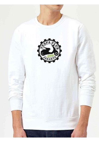 Vespa Club Baskılı Beyaz Erkek Örme Sweatshirt