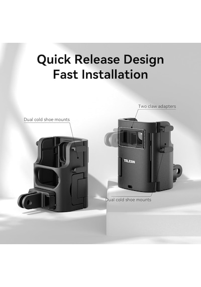 Djı Osmo Pocket 3 İçin Genişletme Adaptörü Çift Soğuk Koruma Kafesi, Çıkarılabilir Çift Pençeli Adaptör Ön/arka Anahtarı Ve Pocket İçin Güvenlik Kilidi Siyah