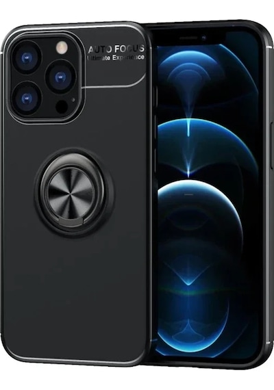 Apple, Uyumlu iPhone 13 Pro Kılıf Range Yüzüklü Silikon - Siyah