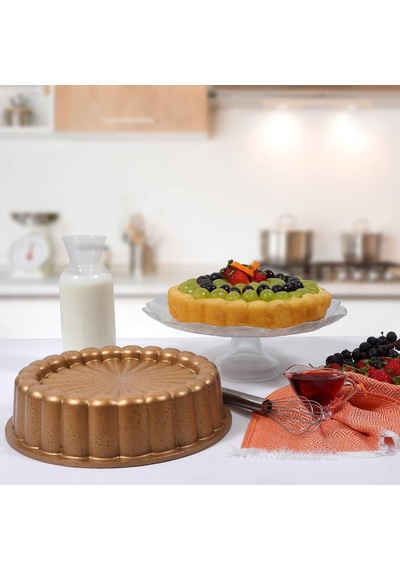 Serenk Fun Cooking Papatya Sarı Tart Kalıbı - 28 cm Alüminyum Döküm, Yanmaz Yapışmaz Granit Kaplama