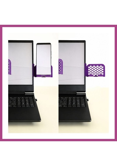 Gees Global 3d Baskı Monitor Telefon Tutucu - Petek Desenli Laptop Kenar Telefon Tutucu-mor Gbzs