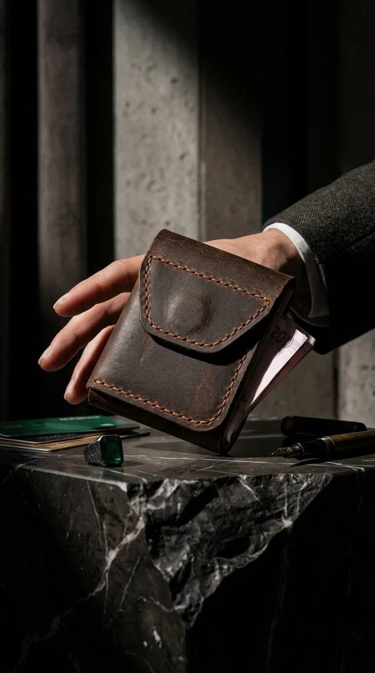 Natayleather %100 Hakiki Deri Compact Erkek Cüzdan Taba Renk - Viral Tasarım 7x10 Cm Mini Minimalist Dikey Cüzdan