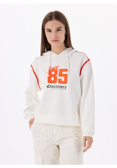 Discovery Expedition D5sl-swt3570 Kırık Beyaz Kapüşon Yaka Relaxed Baskılı Kadın Sweatshirt Discovery Expedition D5sl-swt3570 Kırık Beyaz Kapüşon Yaka Relaxed Baskılı Kadın Sweatshirt