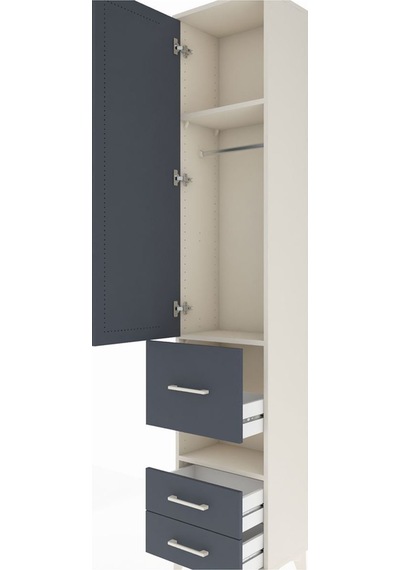 Arges Dolap 3 Raflı 3 Çekmeceli Tek Askılı 44x30x221 Aytaşı-antrasit Aytası