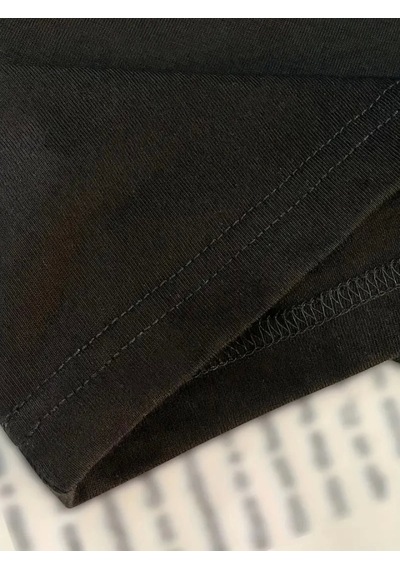 Modi Baskılı Oversize Bisiklet Yaka T-shirt - Siyah - Mymg159020