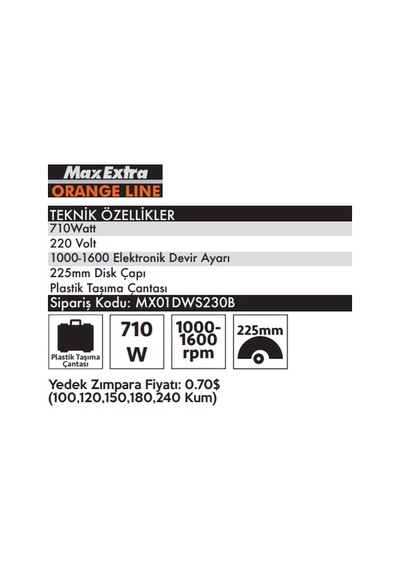 Max Extra DWS230 Alçıpan Duvar Zımparalama Makinesi 710 W