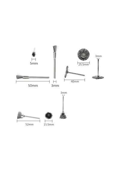 Mini Grinder Uyumlu 5 Li Çelik Tel Fırça Seti Pas Kir Temizleme