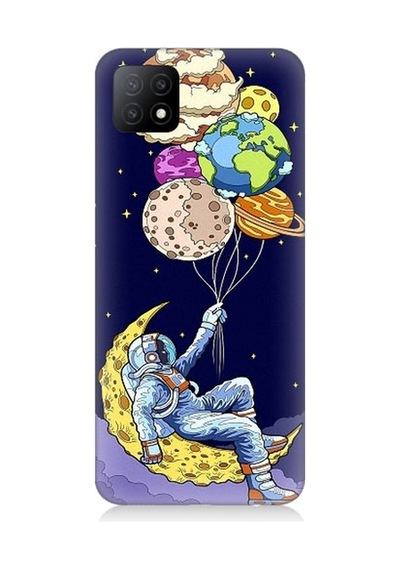 Oppo A53 Uyumlu Astronot Ve Gezegenler Desenli Silikon Kılıf