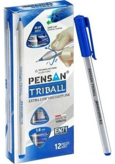 Pensan Trıball Tükenmez Kalem 1 MM Mavi 12'li Paket