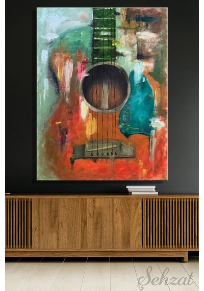 Dikey Kanvas Duvar Tablosu Tekli Salon Mutfak Yatak Odası Ofis Soyut Gitar Klasik Akustik Müzik