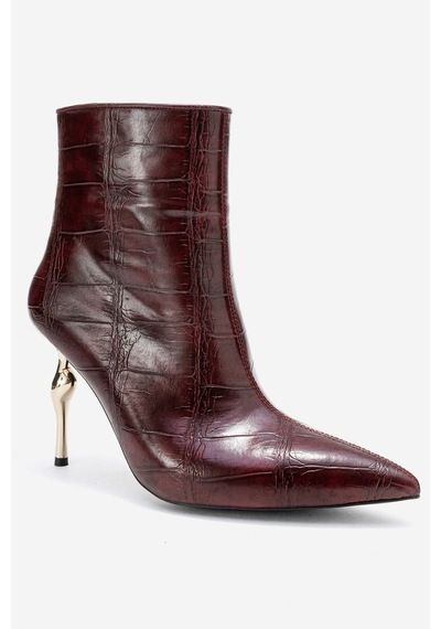 Luvishoes Luvi Shoes Crısta Bordo Baskı Sivri Burunlu Kadın Topuklu Bot Bordo