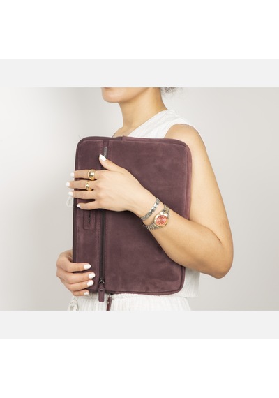 Burgundy Still Hakiki Süet Deri 15-16 İnç Macbook Uyumlu/laptop Kılıfı Bordo