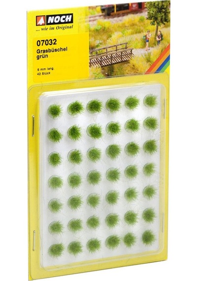 Noch 7032 Çim Öbekleri, Yeşil, 6 mm. 42 Adet  Diorama Malzemesi