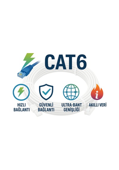 Gabble Cat6 Yüksek Hızlı Ethernet Kablosu Gigabit İnternet Ağ Kablosu Tak Kullan 5 Metre