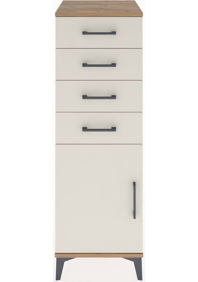 Hyperion Dolap Tek Raflı 4 Çekmeceli Tek Kapaklı 44x44x134 Çam-aytaşı Atlas Çam