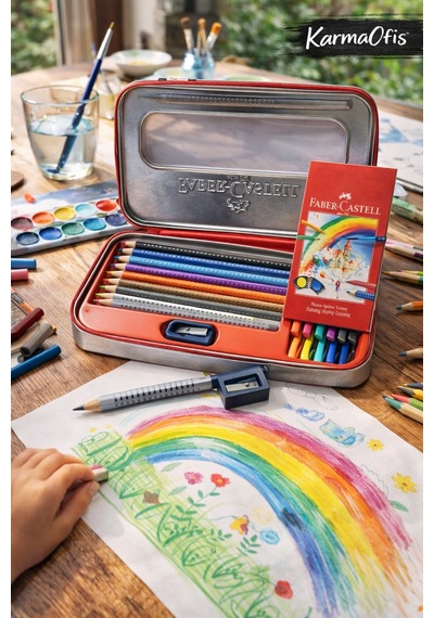 Faber-castell Colour Metal Kutulu Boyama Ve Çizim Seti 18 Parça Suda Çözünür Kalem