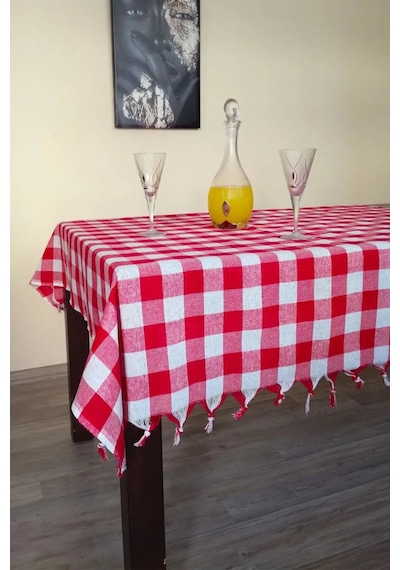 Çok Amaçlı Piknik Masa Örtüsü Sofra Bezi Kırmızı 150x150