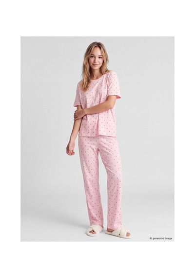 Lcw Dream Ekru Kiraz Desenli Kadın Pijama Takım