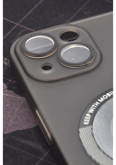 Apple Uyumlu iPhone 13 Uyumlu Siyah Renkli Yarı Şeffaf İnce Sert Kapak Kılıf Kamera Lens Korumalı Siyah -