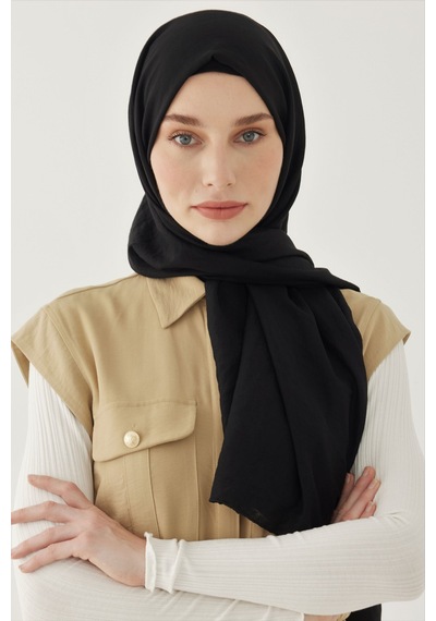 Mirsoy Scarf Düz Pamuk Şal - Siyah Siyah