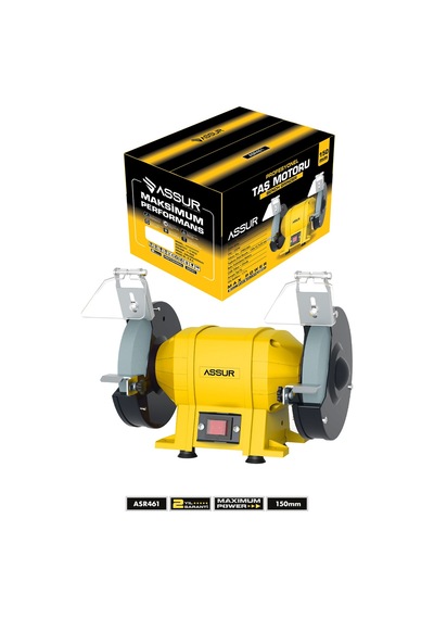 Assur 250W 150 MM Disk Çapı Zımpara Balta Bıçak Bileme Makinesi Taş Motoru Tezgah Üstü Taşlama - 3064