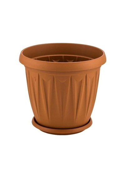 Omnipazar Sy-5704 Plastik Ürgüp Tabaklı Saksı Takımı 5 Lt Kahverengi 6 Adet