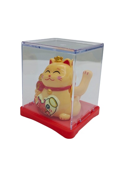 Maneki Neko El Sallayan Mini Şans Kedisi Krem Solar Güneş Enerjili 5x5cm F11krm11
