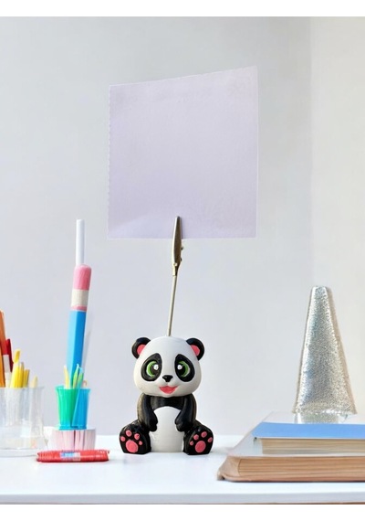 Sevimli Mutlu Panda Fotoğraf Not Tutacağı Hediyelik Not Tutucu Siyah