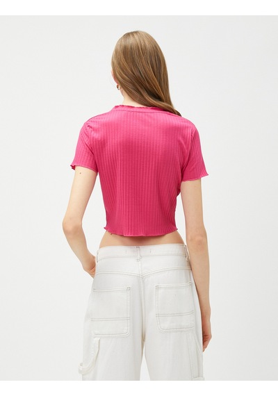 Koton Crop Tişört Kısa Kollu Dik Yaka Pembe 3sak50007ek Gül Koton Crop Tişört Kısa Kollu Dik Yaka Pembe 3sak50007ek Gül
