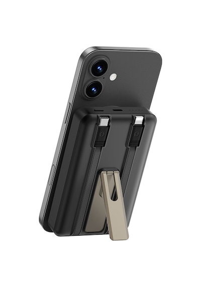 Wiwu Wi-p056 Taşınabilir Wireless Şarj Ve Pd Hızlı Şarj Özellikli Powerbank 15w 10000mah Siyah