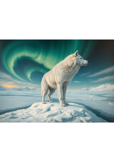 Nova Puzzle 1000 Parça Aurora Altındaki Beyaz Kurt Puzzle