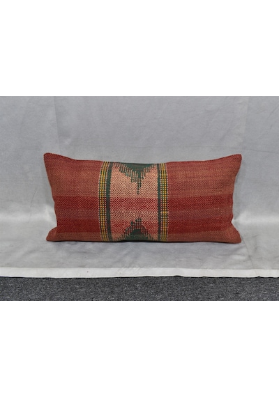 Zehra Abla Halı Yeni El Dokuma Dekorluk Lumbar Kilim Kırlent Yastık Kılıfı 7413 Çok Renkli