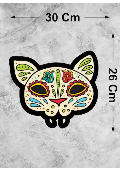 Desenli Kedi Sticker - Araba Oto Motosiklet Karavan Laptop Cam Sticker - 00285 30x26 Cm