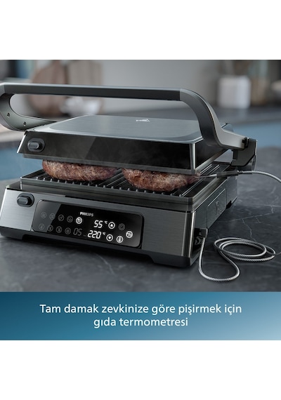 Philips 7000 Serisi Izgara Ve Tost Makinesi, Hassas Dijital Kontrol, Izgara İçin Tam Açılır, Ayarlanabilir Çıkarılabili