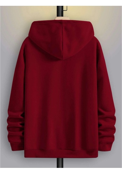 Startmore Kırmızı Unisex Kadın/erkek Dik Renkli Oversize Kapüşonlu