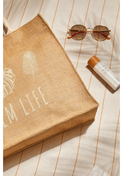 Ocean Home Textile Palm Life Jüt Çanta 42 x 35 x 12 CM