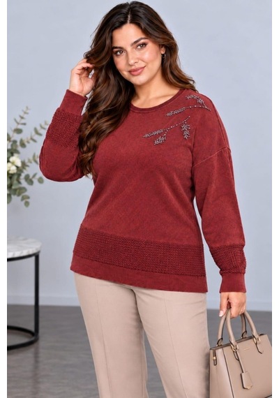 Cedy Denim Cedy Denım Kadın Bisiklet Yaka Dal Yaprak İşlemeli Taş Detaylı Dokulu Triko Kazak C27061 Bordo Cedy Denim Cedy Denım Kadın Bisiklet Yaka Dal Yaprak İşlemeli Taş Detaylı Dokulu Triko Kazak C27061 Bordo