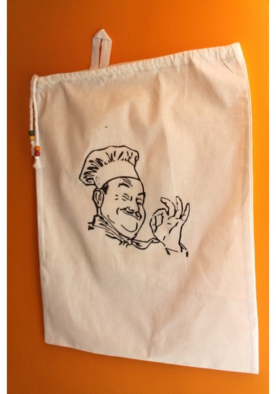 Büyük Boy Chef Baskılı Askılı Bakliyat & Ekmek Torbası 50x40cm