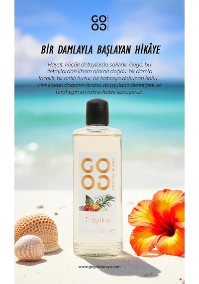 Gogo Tropikal Kolonya 250ml Cam Şişe Amber