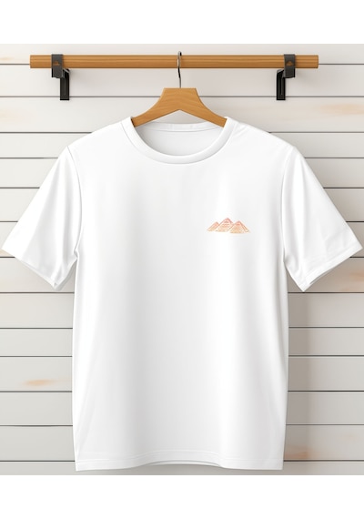 Tasarım, Baskılı Unisex T-shirt -cep Detaylı Tişört Beyaz