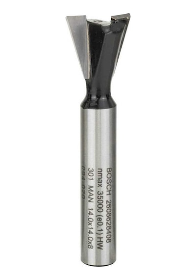 Bosch Standard Seri Ahşap İçin Çift Oluklu, Sert Metal Kırlangıç Kuyruğu Freze Ucu 8*14*55mm