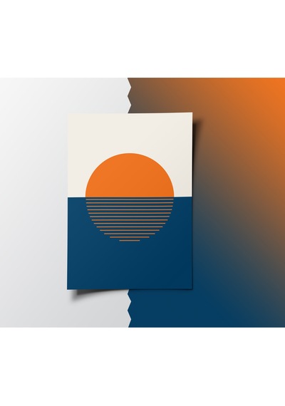 Çerçevesiz Poster, Dijital Baskı Soyut Turuncu Daire Poster, Minimal, Ev, Ofis, Mutfak Dekorasyon