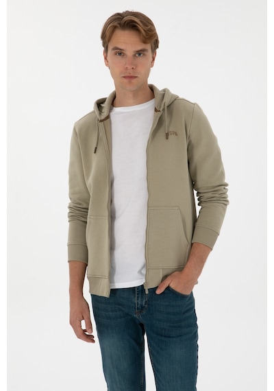 U.S. Polo Assn. Erkek Regular Fit Açık Haki Şardonlu Örme Hırka 50313755-VR183