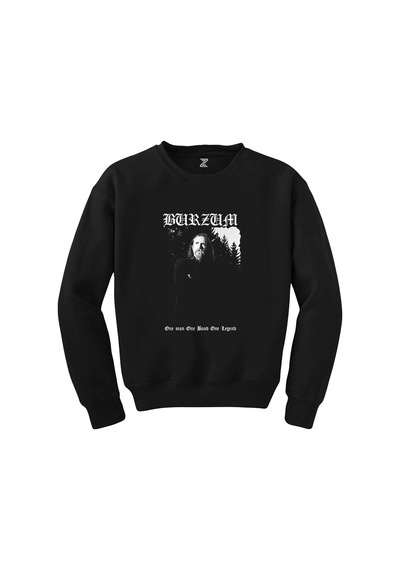 Burzum One Man One Band One Legand Siyah Sweatshirt Beyaz