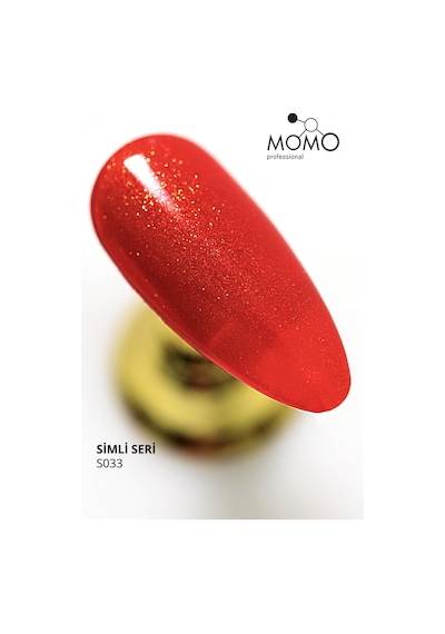 Momo Professional Kalıcı Oje S033 Altın Simli Alev Kırmızı 14 Ml