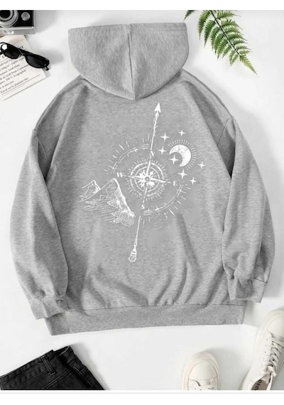 Kozia Outdoors Baskılı Oversize Unisex Sweatsirt Malkoç Gri