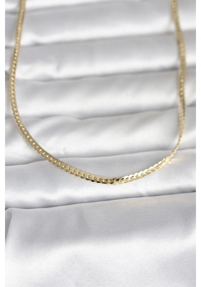 Cm 14k Gold Renk Yassı Zincir Model 45 Cm Kadın Kolye Karışık Renk