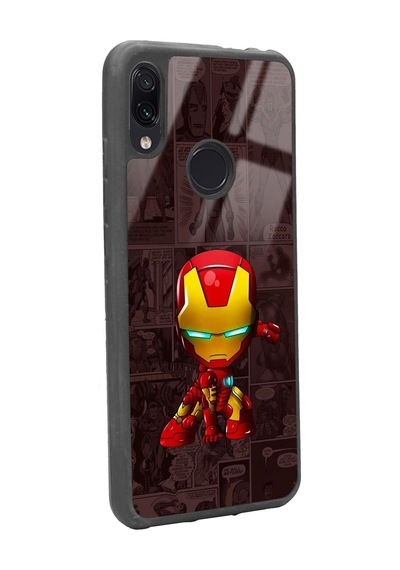 Xiaomi Redmi Note 7 İron Man Tasarımlı Glossy Telefon Kılıfı Siyah